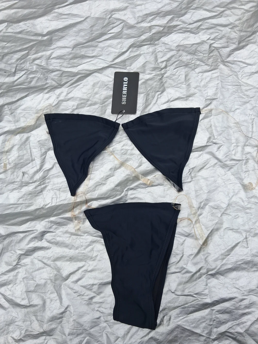 SherryLo Black Triangle String Bikini Set